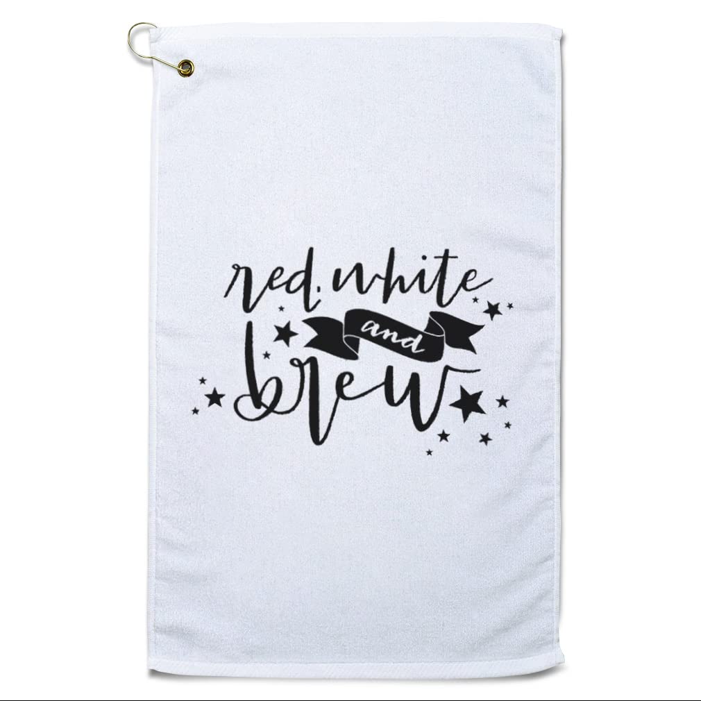 Custom Fathers Day Golf Towel - Red White & Brew Cotton Bag Accessories | Personalized Golf Gift for Dad | Perfect for Golf Courses, Father's Day Gifts & Sports Enthusiasts