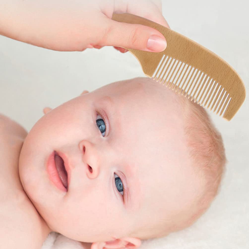 **Wooden Baby Hair Brush & Comb Set - Gentle Newborn Grooming Kit for Soft Hair Care - Perfect for Baby Showers, Bath Time & Daily Infant Hair Care**