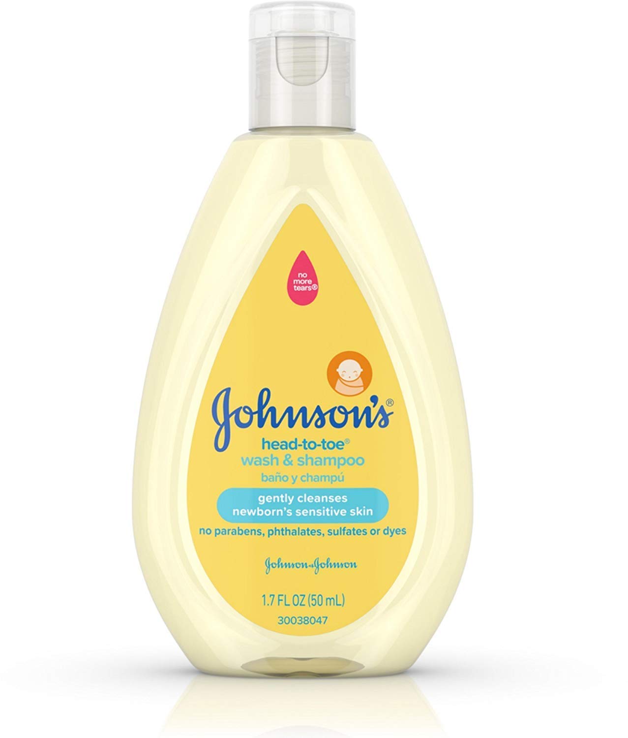 Johnson's Baby Head to Toe Wash & Shampoo - 3 Pack (1.7 oz Each) | Gentle Baby Bath & Hair Cleanser for Newborns & Infants | Daily Baby Care & Sensitive Skin Solution