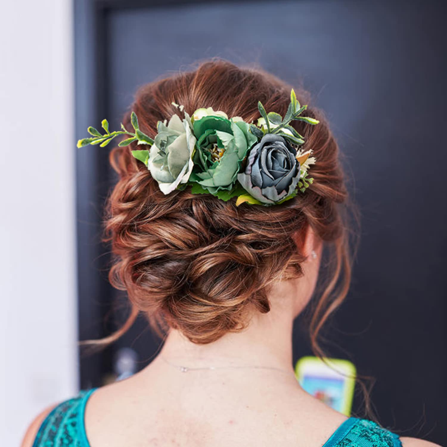 4 Pack Metal Hair Side Combs with Artificial Rose Flowers - Floral Wedding Bridal Headpieces, Hair Clips & Barrettes for Women, Bridesmaids & Flower Girls - Perfect for Weddings, Prom, Parties & Special Occasions