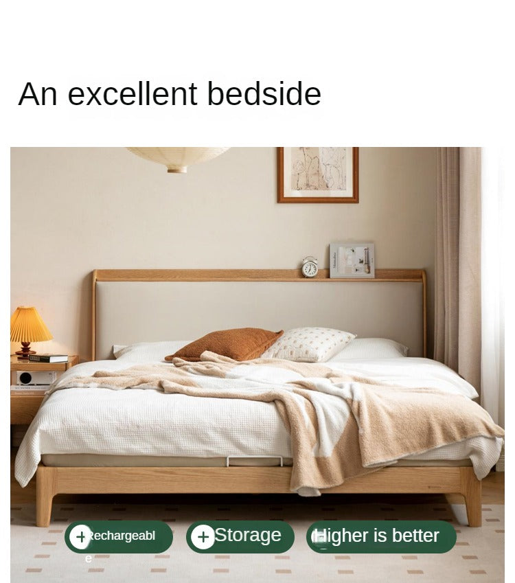 Solid Oak Wood Modern Minimalist Bed Frame - Durable & Stylish for Bedroom, Guest Room, or Studio Apartment