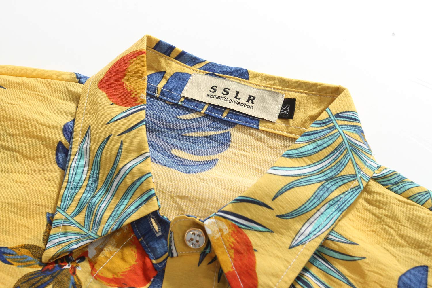 SSLR Women's Hawaiian Shirts - Floral Short Sleeve Button Up Blouses for Women | Tropical Vacation, Beach Party & Summer Outfits