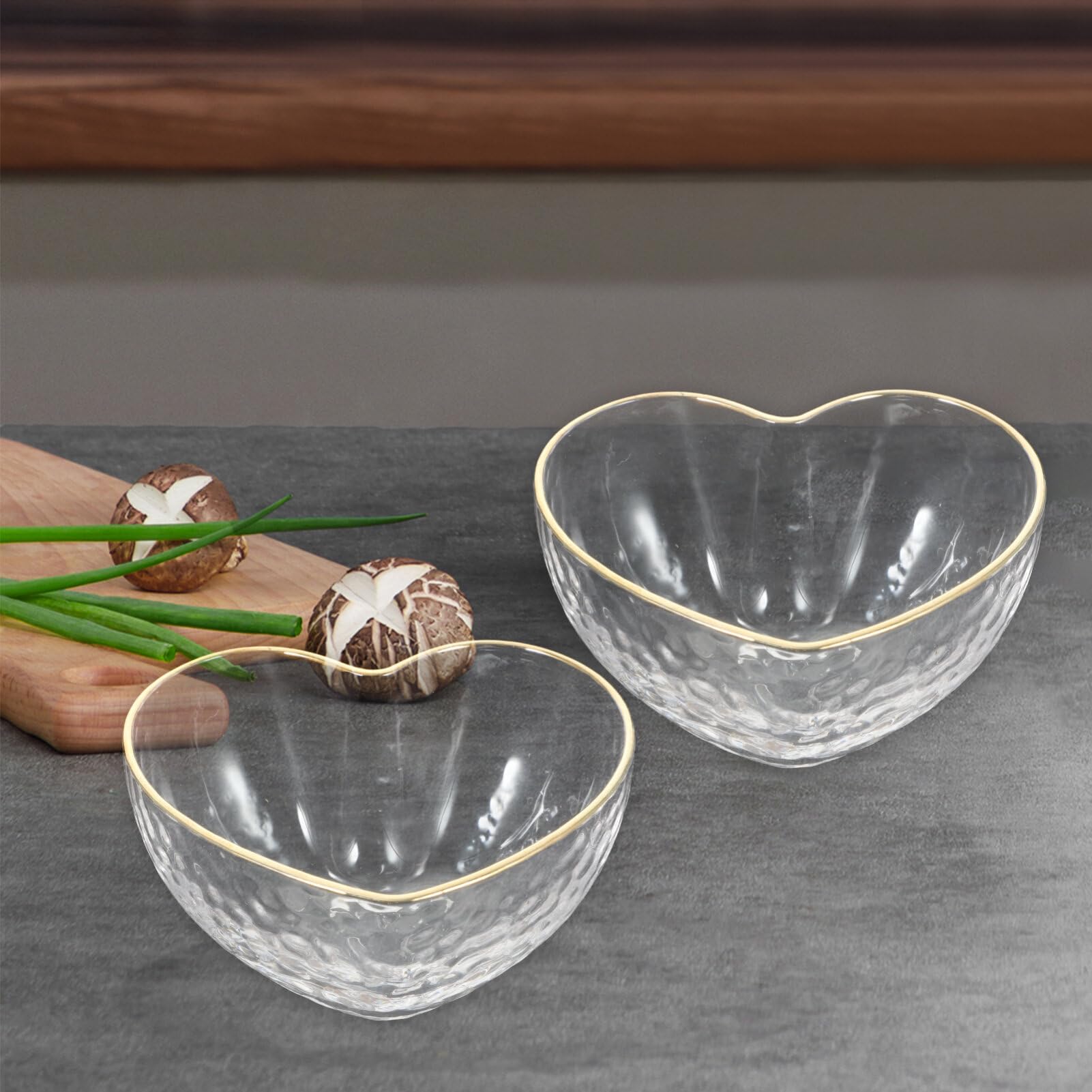 Luxshiny Elegant Heart-Shaped Dessert Bowl with Gold Trim - Perfect for Serving Fruit Salad, Snacks, Ice Cream & Trifle - Ideal for Entertaining, Parties & Special Occasions