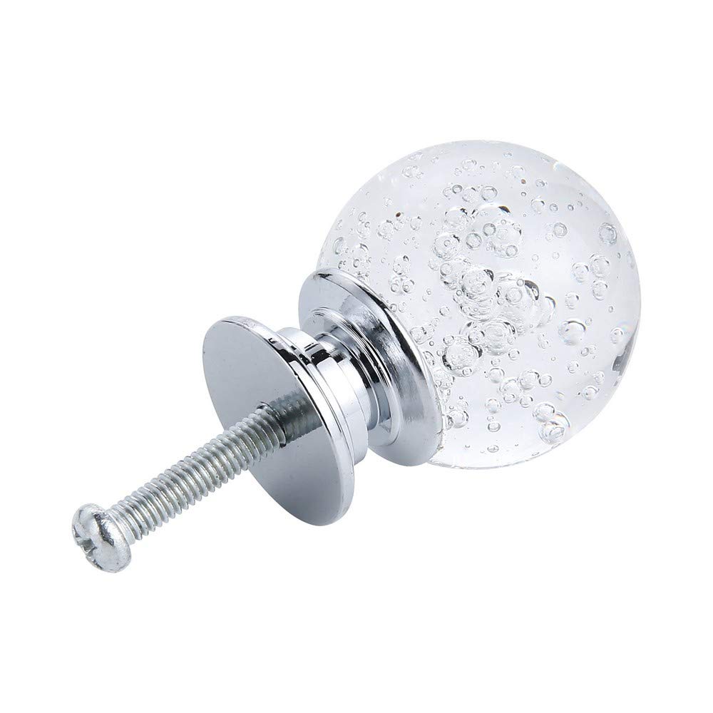 10-Pack Crystal Clear Glass Cabinet Knobs - Round Bubbles Drawer Pulls with 3 Size Screws (30mm) - Smooth Dresser Handles for Kitchen, Bathroom & Bedroom Furniture (Home Decor & DIY Upgrade)