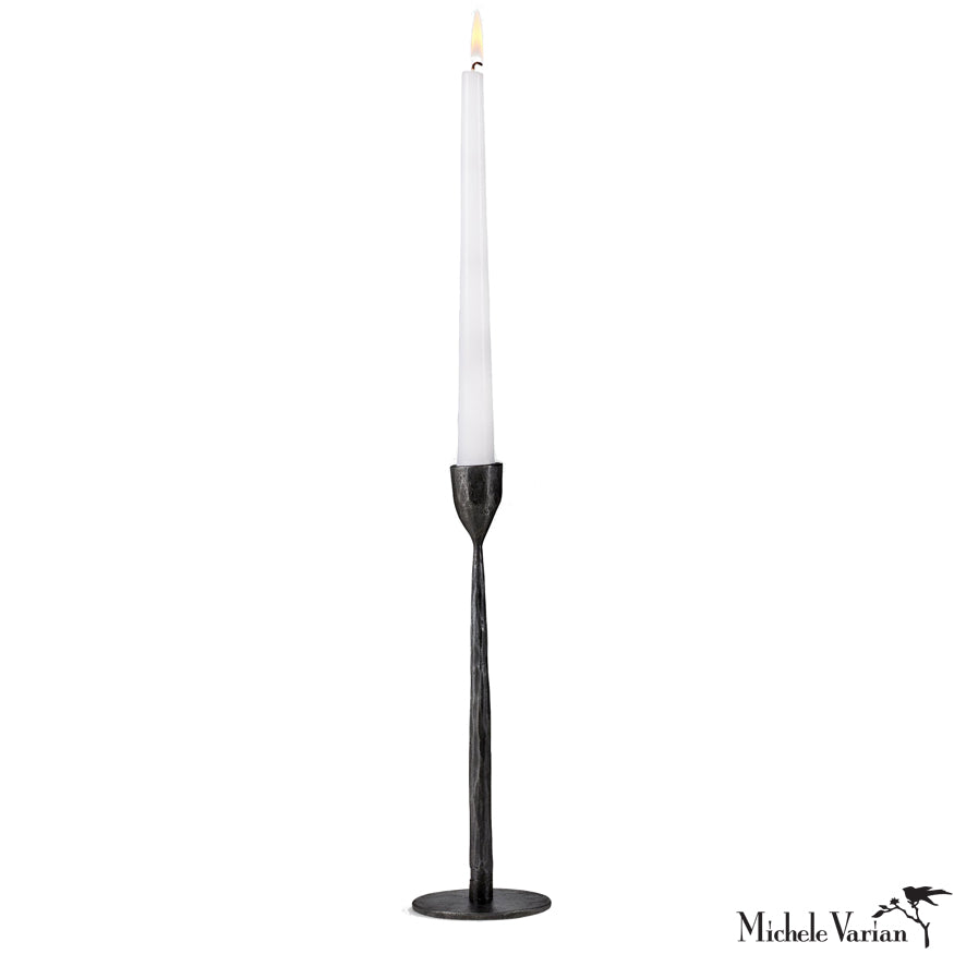 10.6 Inch Blackened Taper Candle Holder - Elegant Metal Candle Stand for Dining Table, Wedding Centerpiece, and Home Decor