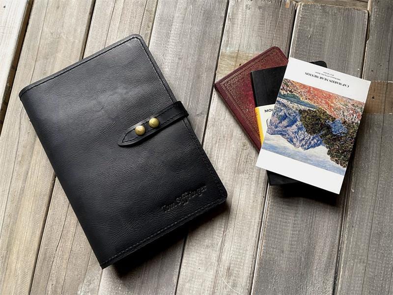 Premium Refillable Black Leather Journal for Writing, Sketching & Note Taking - Perfect for Travel, Office & Gift Giving