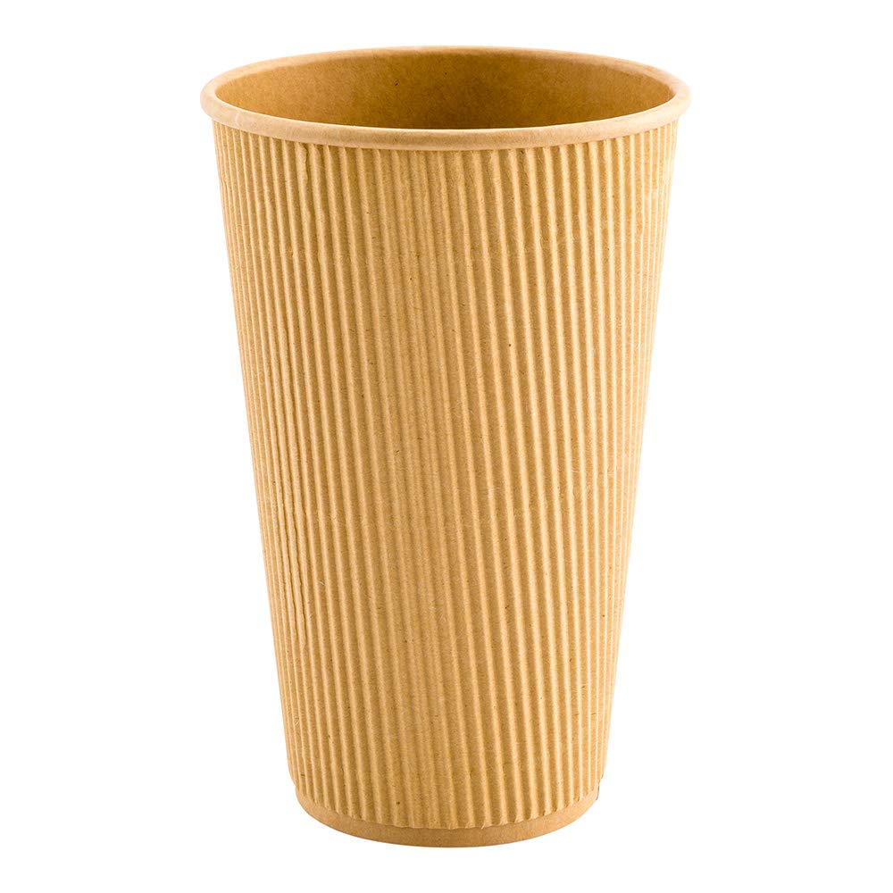 20oz Insulated Double Wall Coffee Cups with Secure Grip - 250 Pack Kraft Paper Ripple Cups | Leakproof & Sustainable | Perfect for Coffee Shops, Cafes & Office Break Rooms | Lids Sold Separately