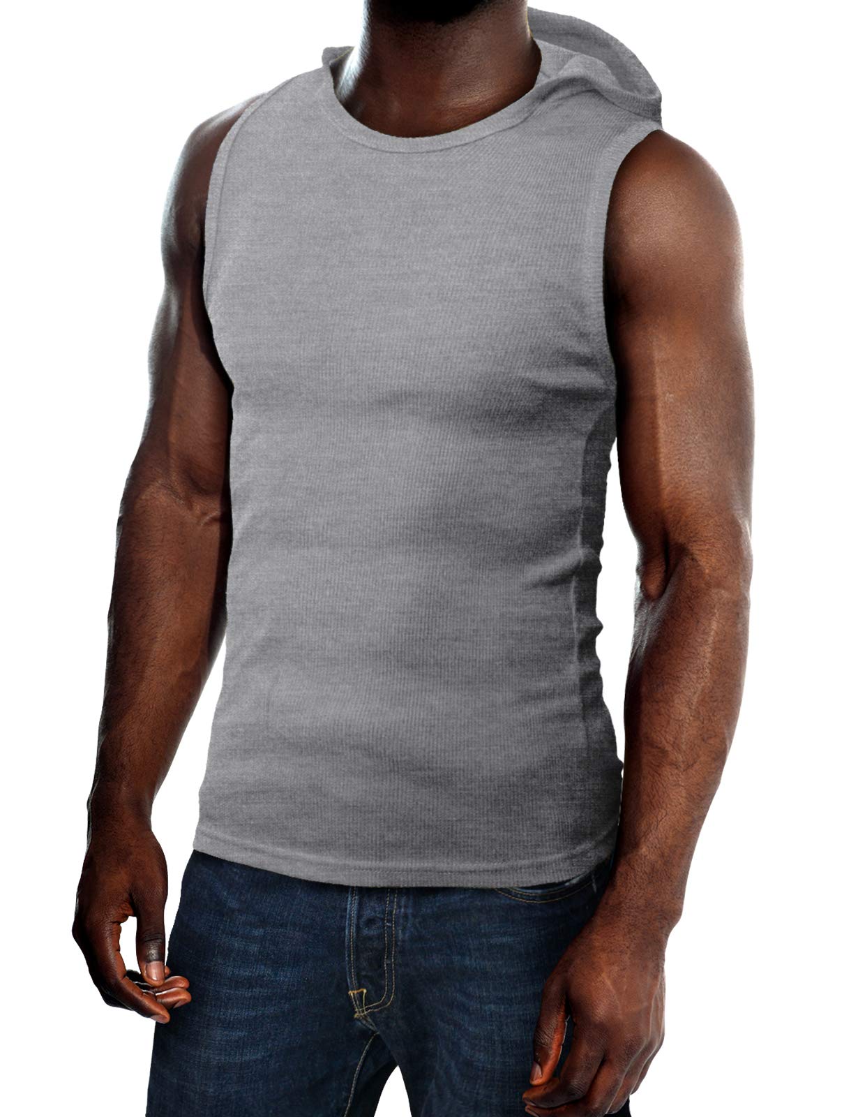 H2H Men's Slim Fit Hoodie Tank Top - Sleeveless Gym Workout Shirt for Running, Training & Casual Wear