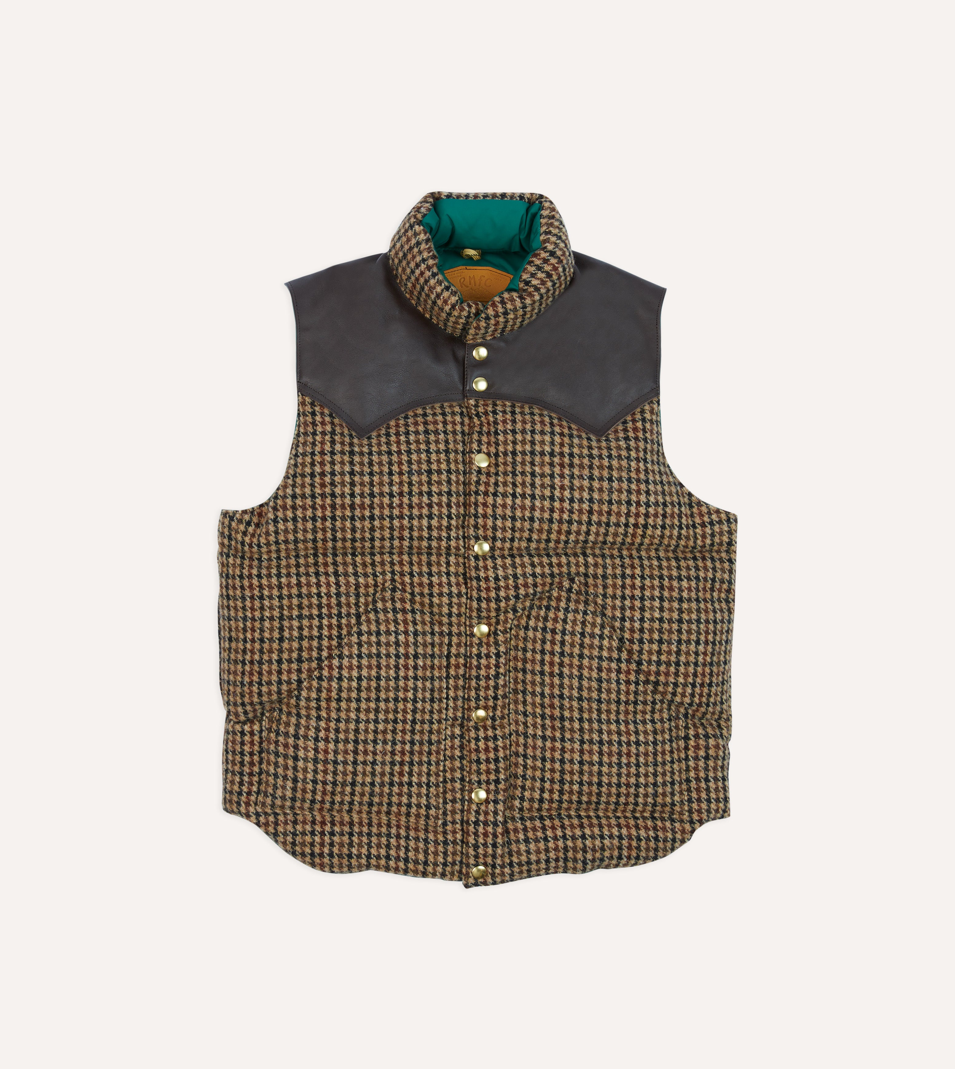 Rocky Mountain Featherbed Drake's Houndstooth Check Harris Tweed Christy Down Vest - Warm Winter Layering for Outdoor Adventures & Casual Style