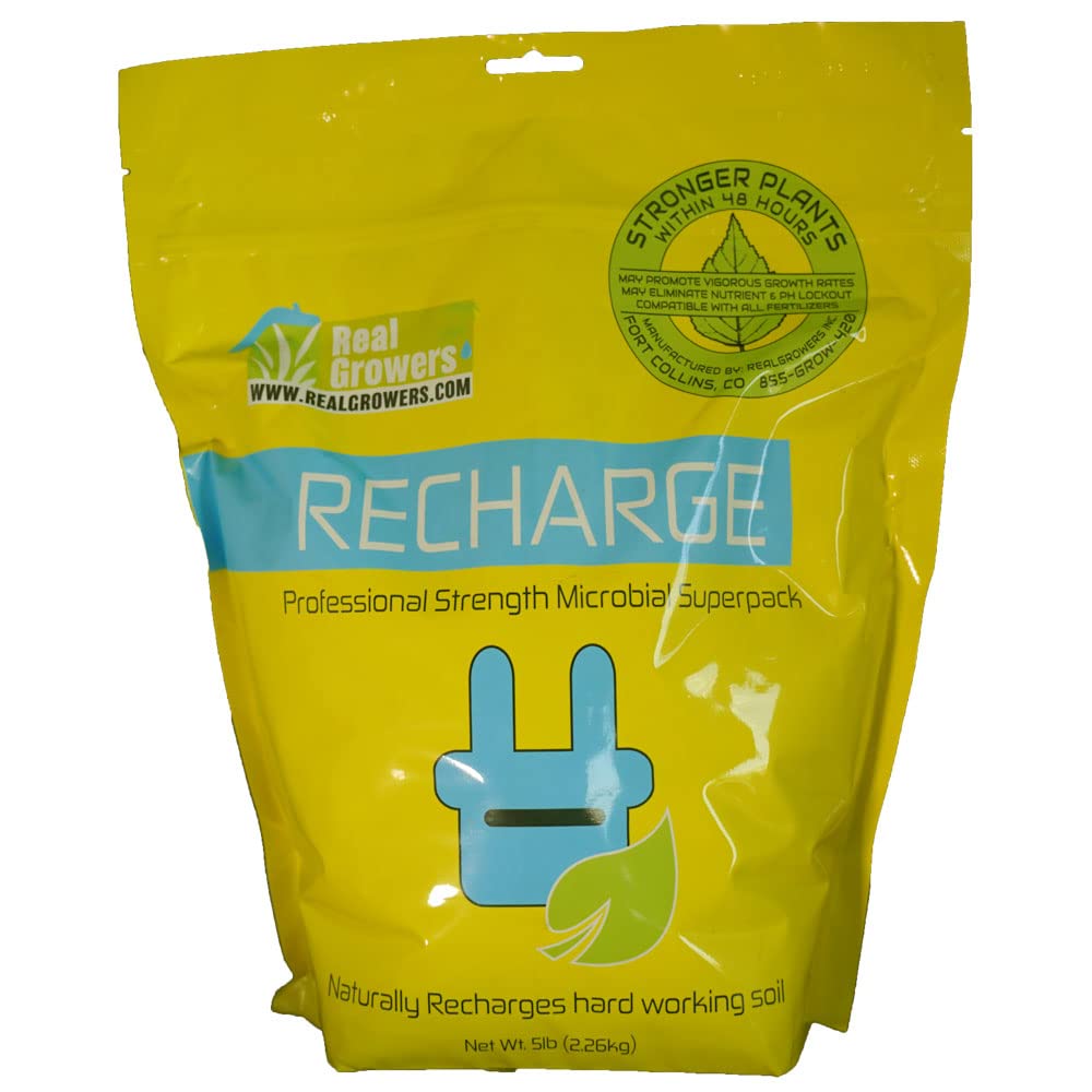 Real Growers Recharge - Organic Mycorrhizae Instant Compost Tea with Beneficial Soil Microbes for Plant Growth - 5lb Bag for Indoor/Outdoor Gardening, Hydroponics & Organic Farming