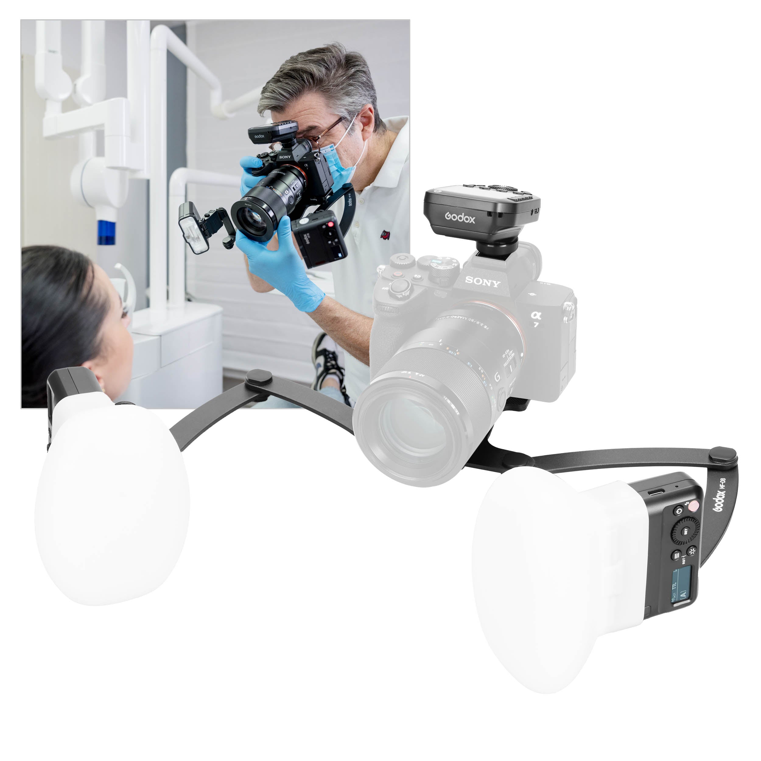 GODOX Dental Flash Camera Bracket Kit with XPROIIS+ - Professional Dental Photography Equipment for Dentists & Clinics - Perfect for Intraoral Photography, Dental Documentation & Patient Education