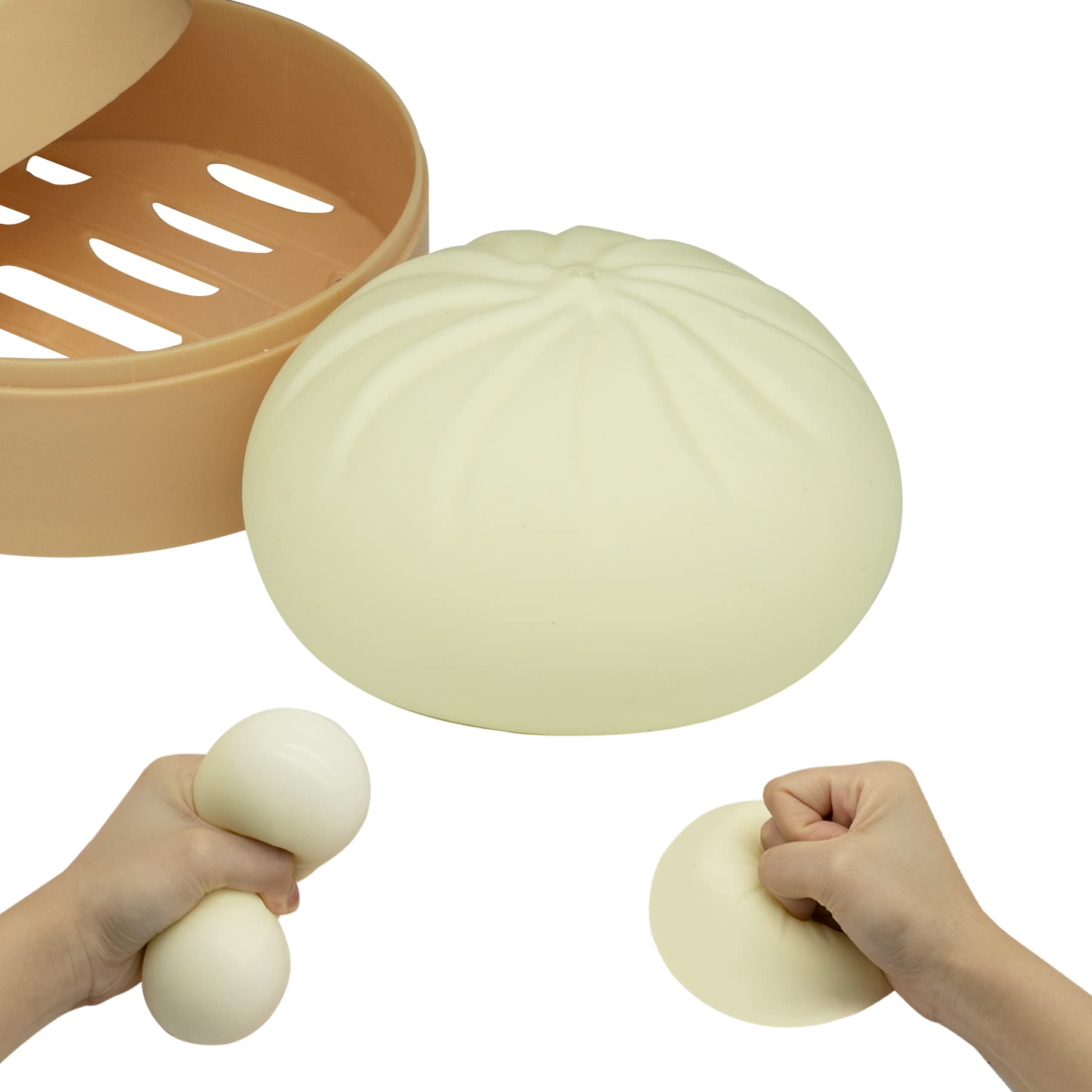 Holgosiu Squishy Bun Dumpling Toy - Soft Stress Relief Fidget Toy for Adults & Kids - Squeeze Ball for Anxiety Relief, Office Desk, Classroom & Travel Use