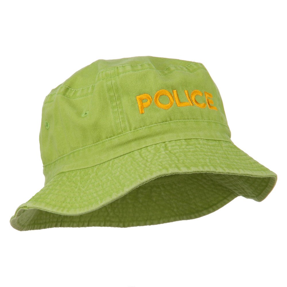 Police Embroidered Pigment Dyed Bucket Hat for Men & Women - Premium Cotton Sun Protection Outdoor Hat for Fishing, Hiking, and Beach Activities - e4Hats.com