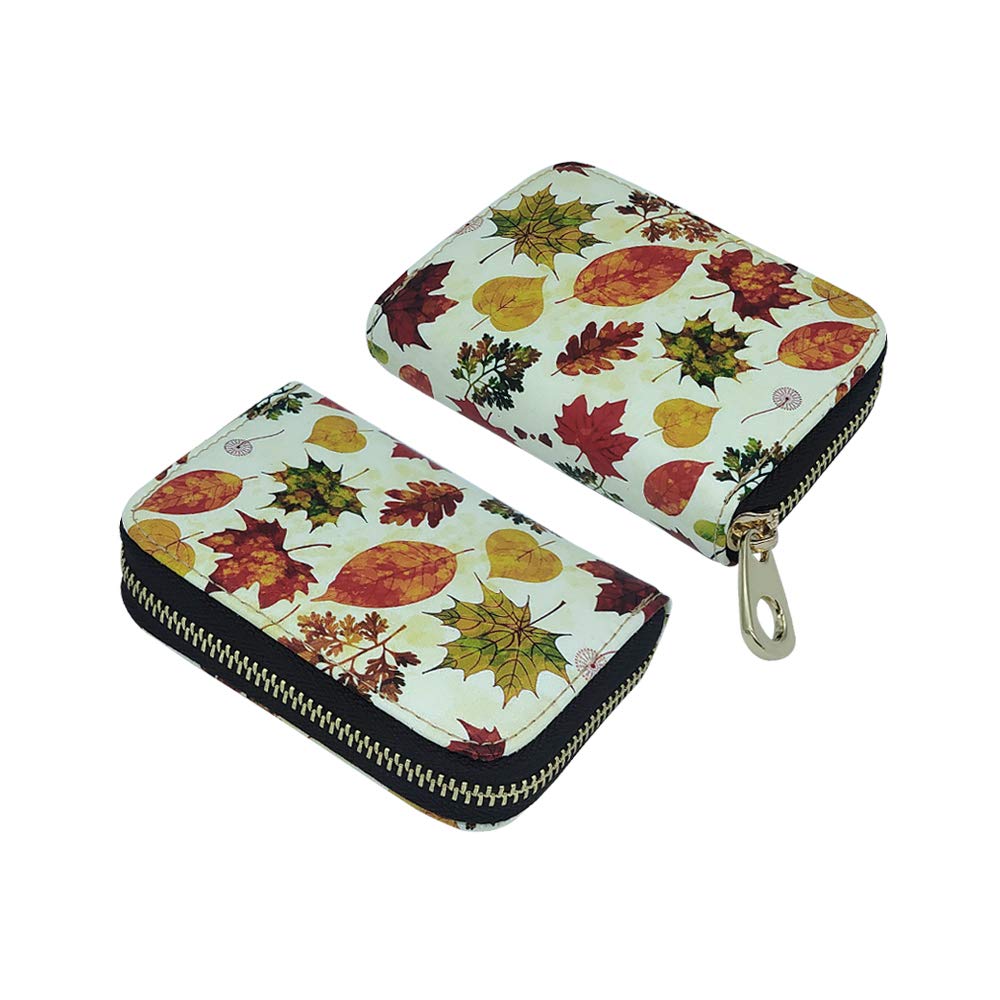 MOYYO RFID Blocking Leather Zipper Card Holder Wallet for Women - Stylish Printed Credit Card Case for Girls, Perfect for Travel, Shopping & Everyday Use