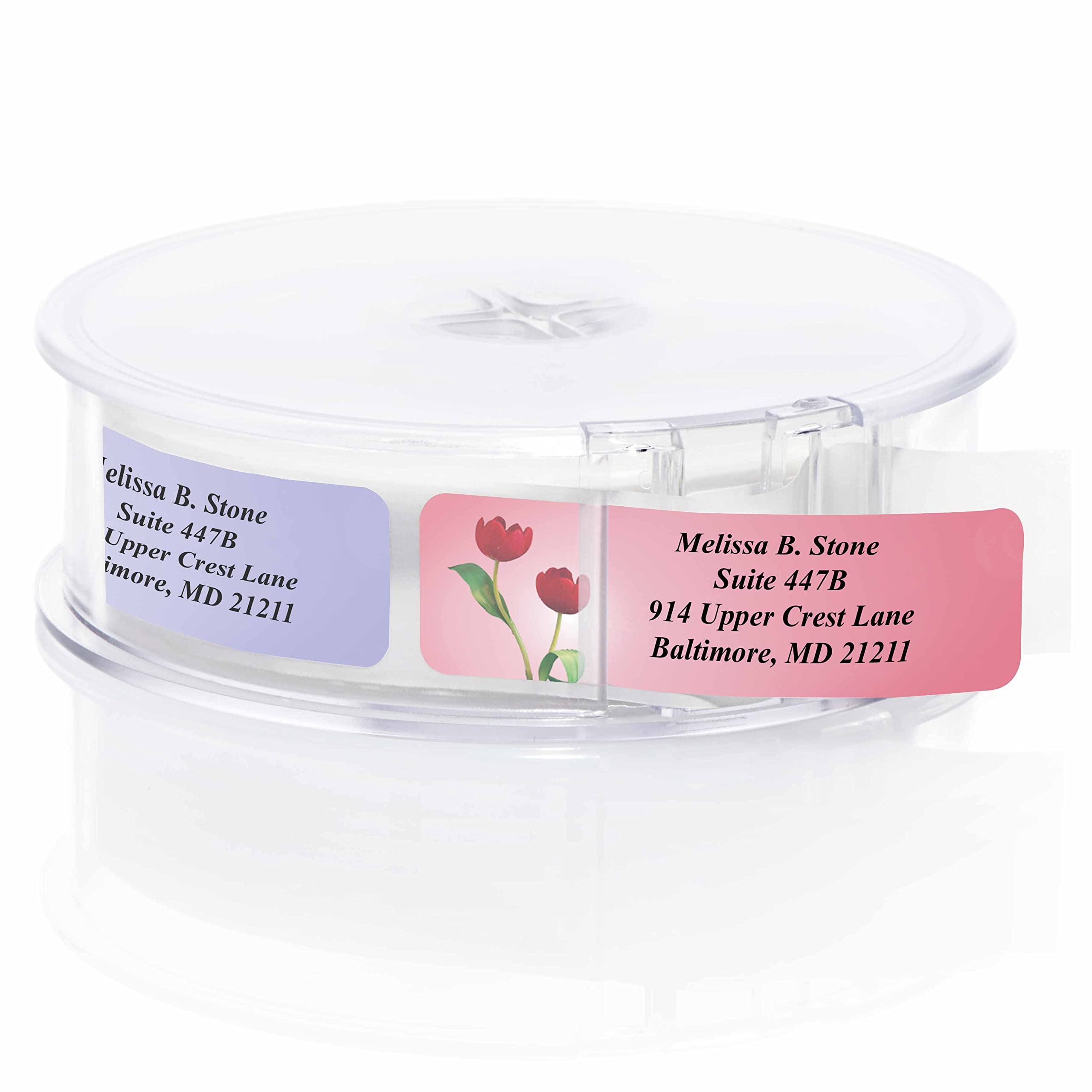 Elegant Garden Blossoms Rolled Address Labels with Plastic Dispenser - Perfect for Wedding Invitations, Greeting Cards & Business Correspondence