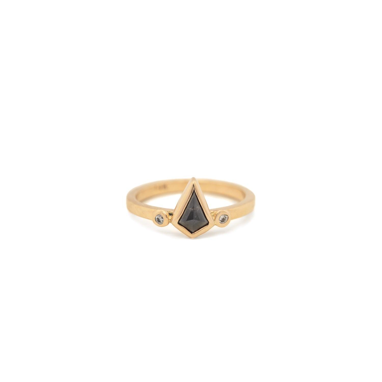 Elsa Salt and Pepper Diamond Ring - Unique Handmade Engagement Wedding Jewelry - Perfect for Bridal, Anniversary & Special Occasion Gifts