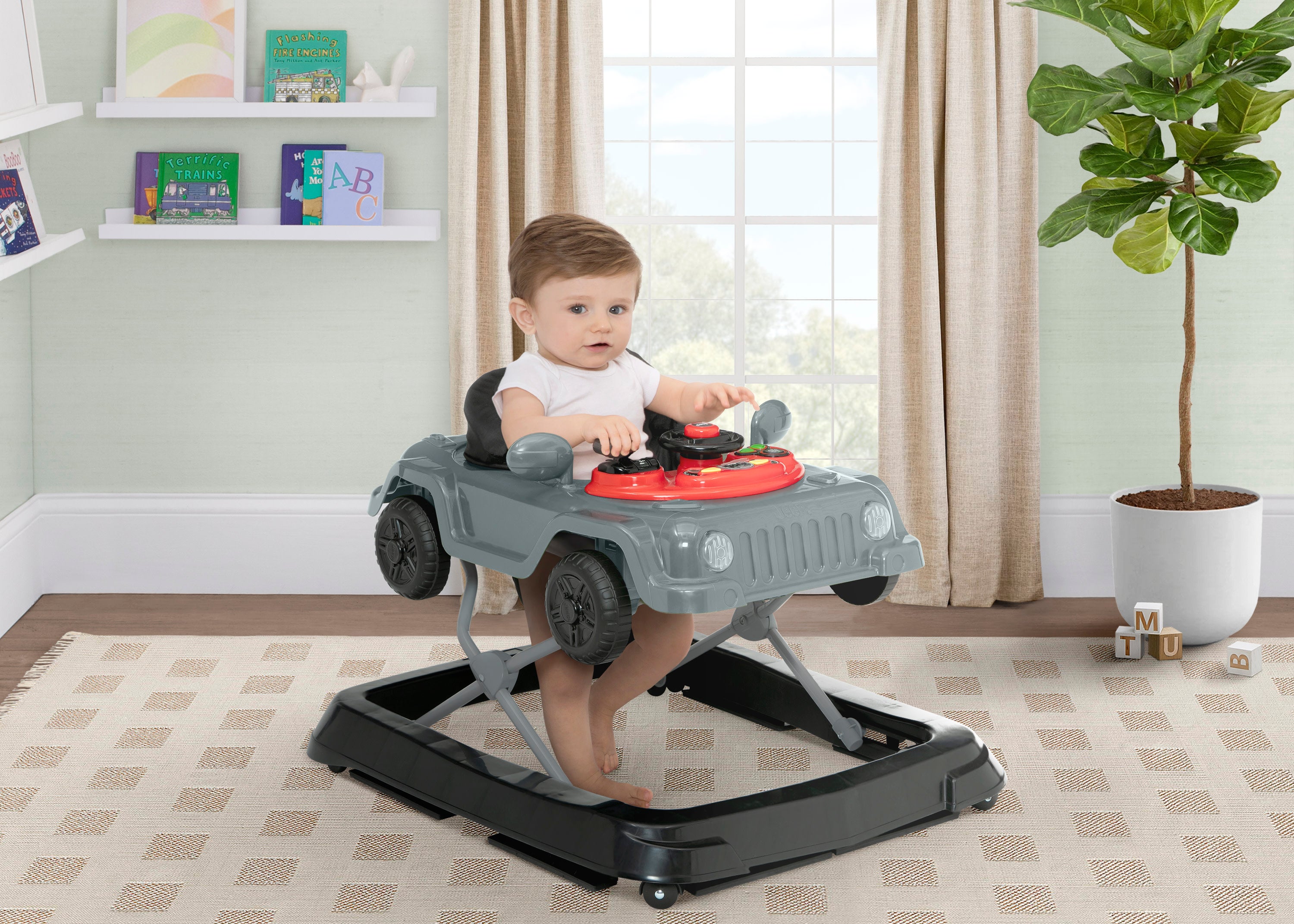 Jeep® Classic Wrangler Activity Walker for Babies - Sturdy 3-Wheel Design with Adjustable Height | Perfect for Indoor & Outdoor First Steps, Learning to Walk, and Toddler Playtime