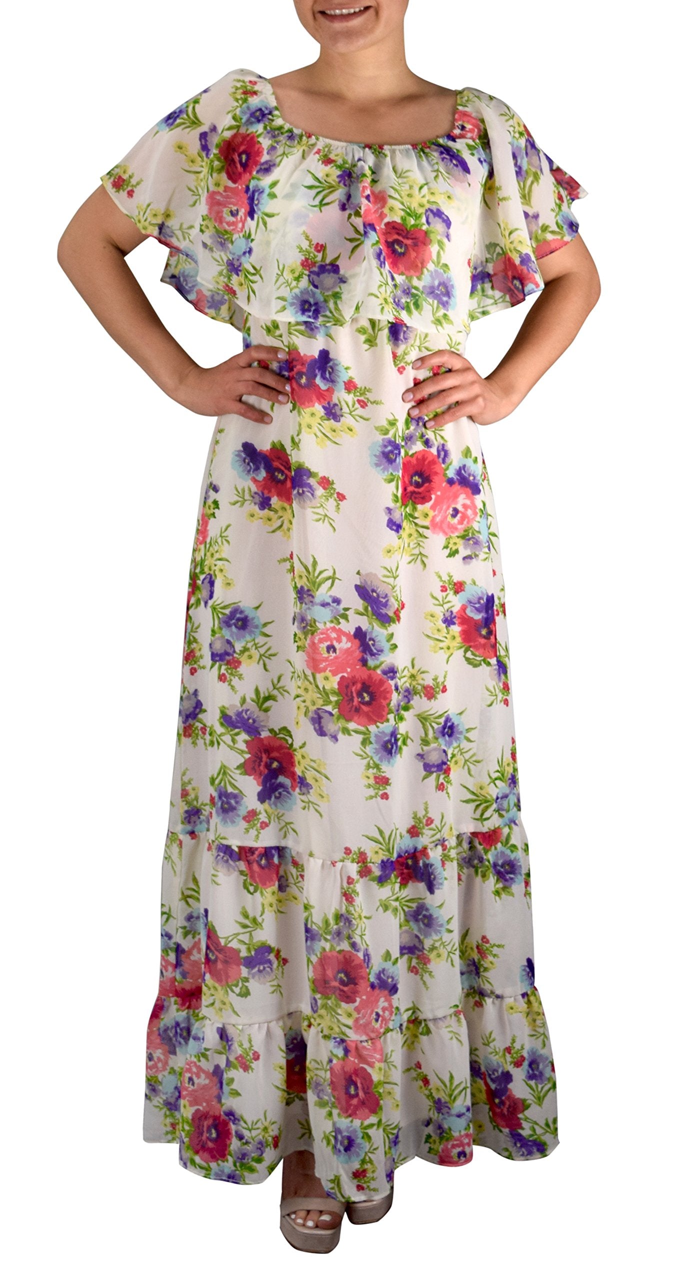 Women's Bohemian Floral Maxi Dress - Vintage Summer Long Dress for Beach, Music Festivals & Casual Outings