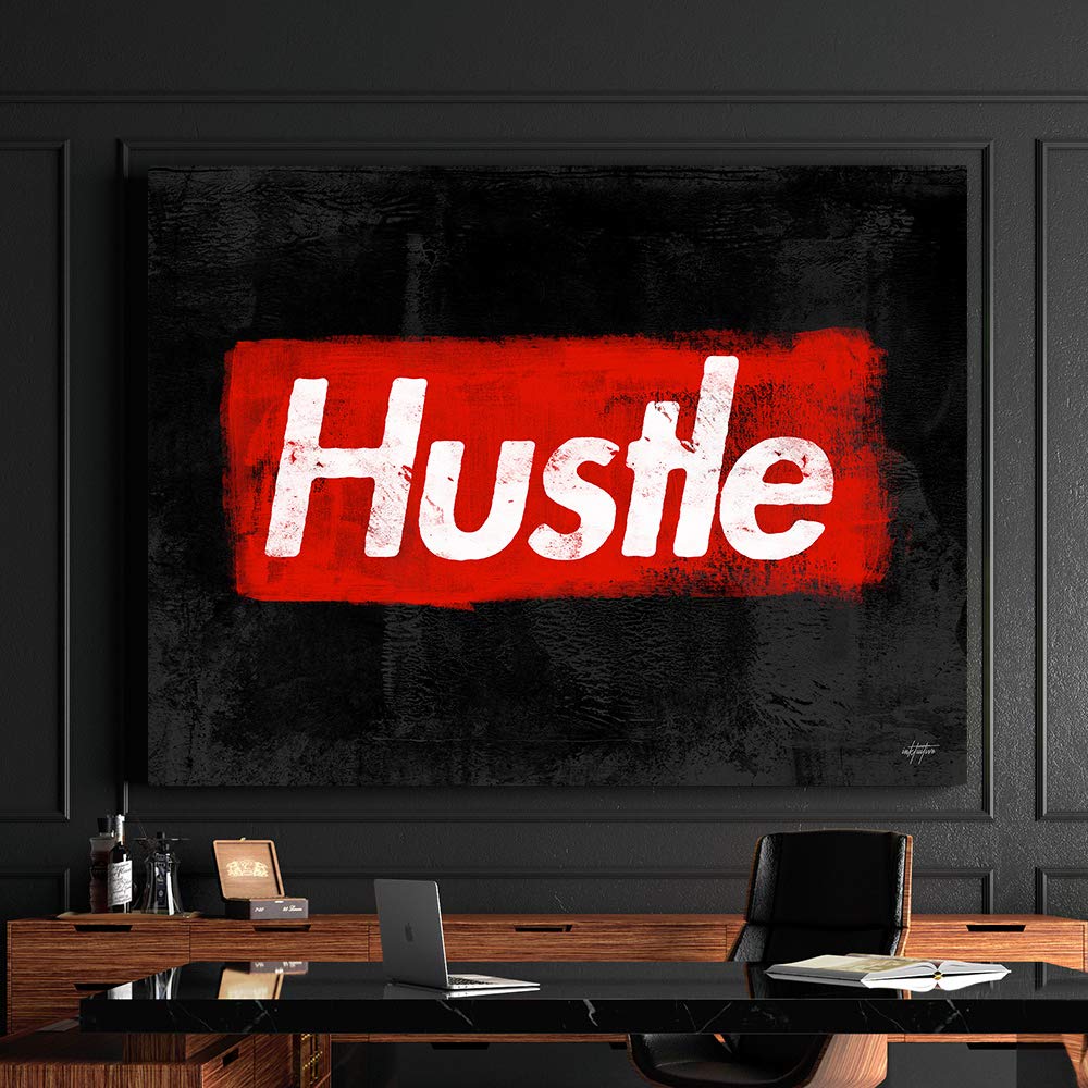 Inktuitive 'Supreme Hustle' Motivational Wall Art - 16x12 Inches Inspirational Quote Canvas Print for Home & Office Decor - Ready to Hang Positive Wall Decor for Living Room, Bedroom or Workspace