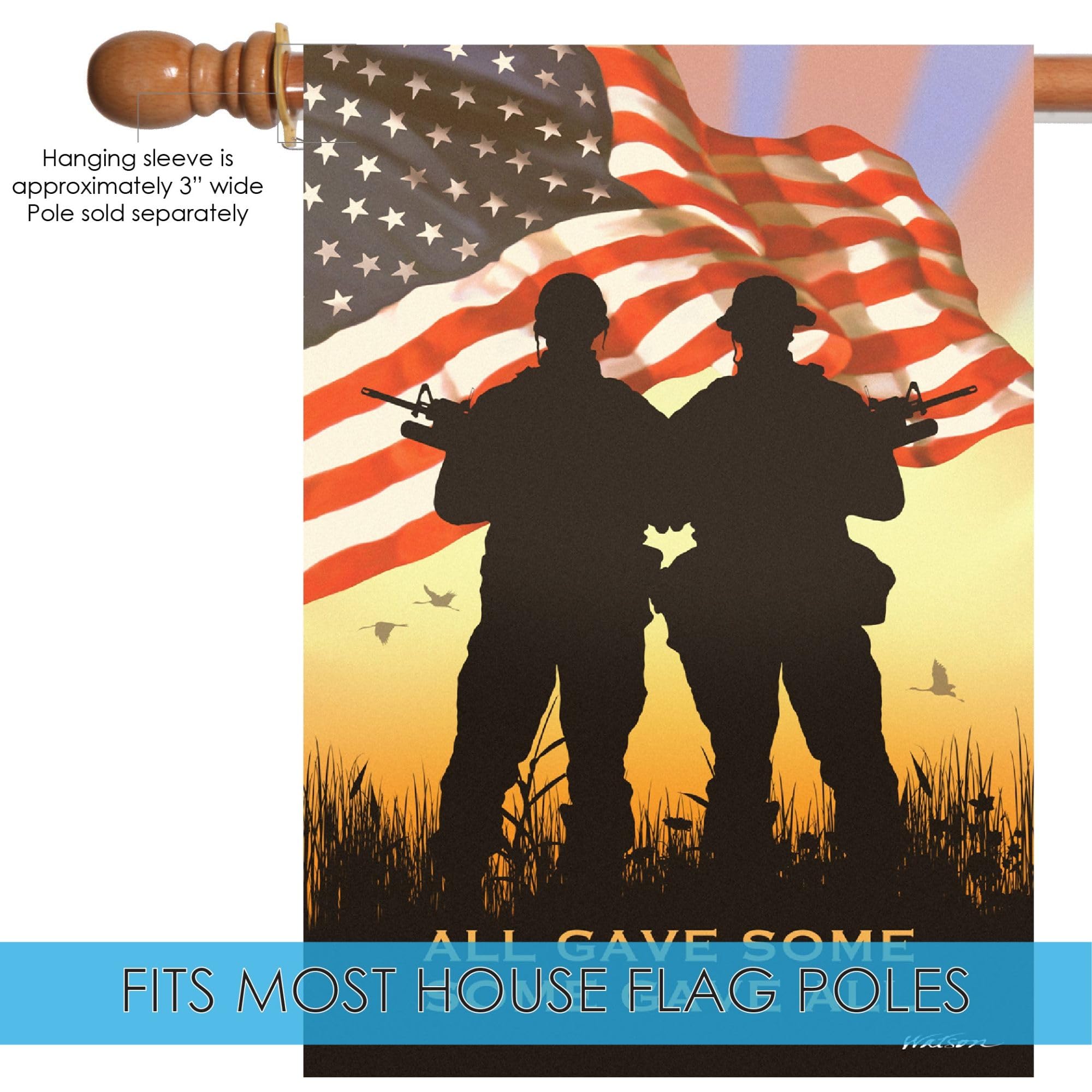 Toland Home Garden 1010398 Double Sided Patriotic American Flag 28x40 Inch - All Weather Outdoor Military Yard Decoration for House, Garden & Porch | Perfect for Memorial Day, Veterans Day & 4th of July Celebrations