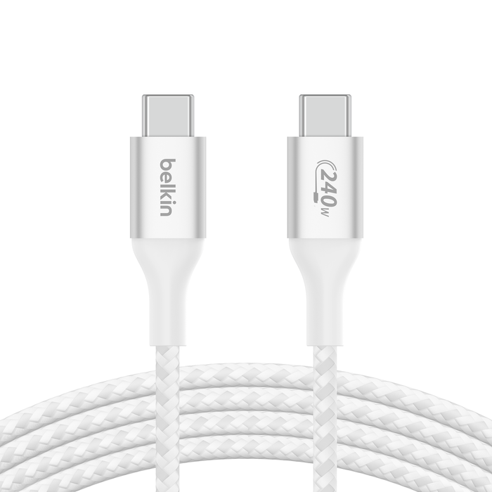 Belkin USB C to USB C Cable 240W 2M White - Fast Charging for MacBook, iPad, Samsung Galaxy & More - Perfect for Home, Office & Travel