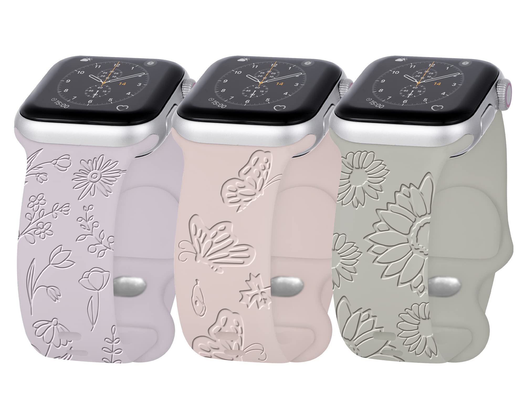 Engraved Silicone Sport Band for Apple Watch 38mm 40mm 41mm 42mm 44mm 45mm - Soft Durable Replacement Strap Compatible with iWatch Series 7/6/5/4/3/2/1/SE - Perfect for Running, Gym & Everyday Wear