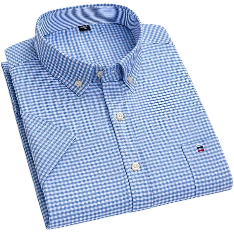 Stylish Men's Short Sleeve Checkered Shirt | Casual Plaid Button Down Shirt for Men | Perfect for Office, Dating & Outdoor Activities