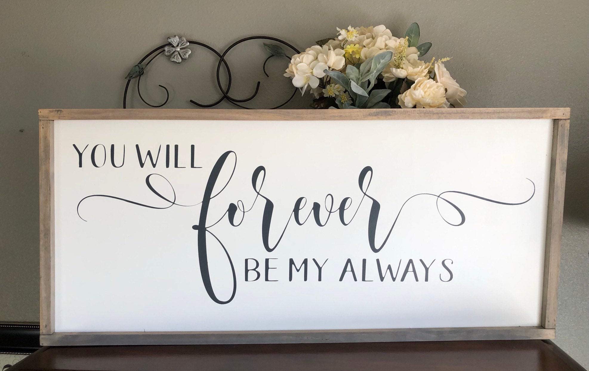 Forever My Always Couples Wall Art - Romantic Master Bedroom Decor, Wood Framed Sign for Above Bed - Perfect Wedding Gift & Anniversary Present for Couples