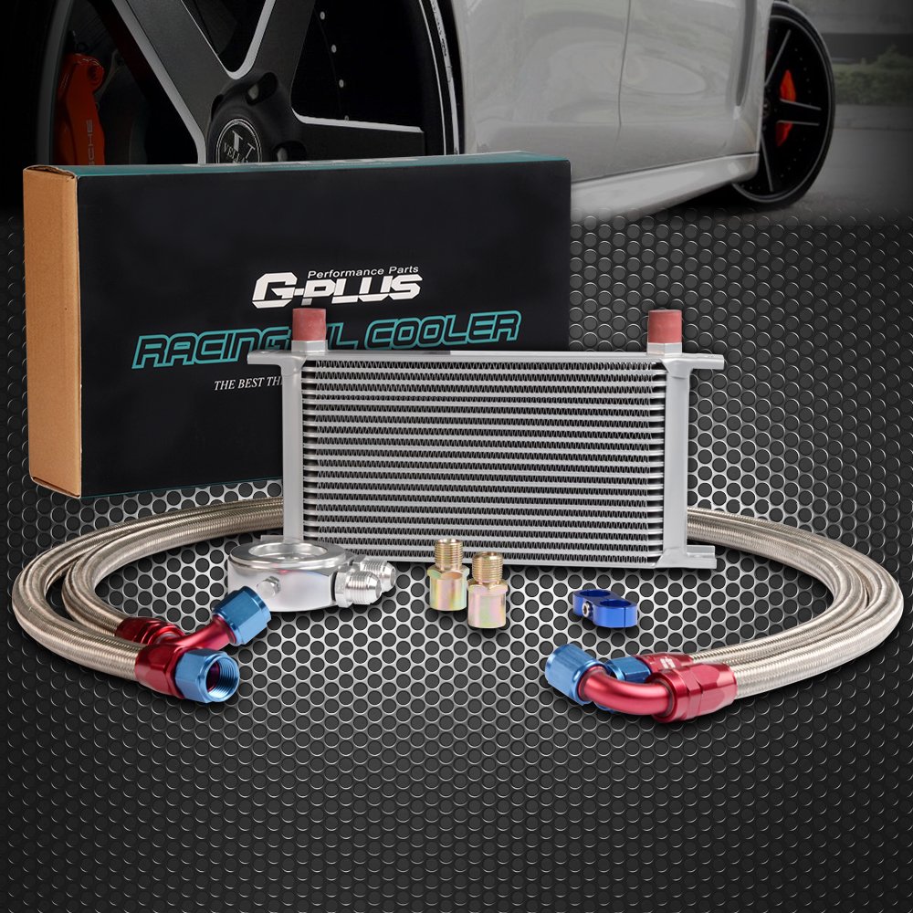 AN10-10AN 19 Row Aluminum Engine Oil Cooler - Silver High Performance Transmission Cooler for Cars, Trucks & SUVs - Perfect for Off-Roading, Towing & High-Temperature Driving Conditions