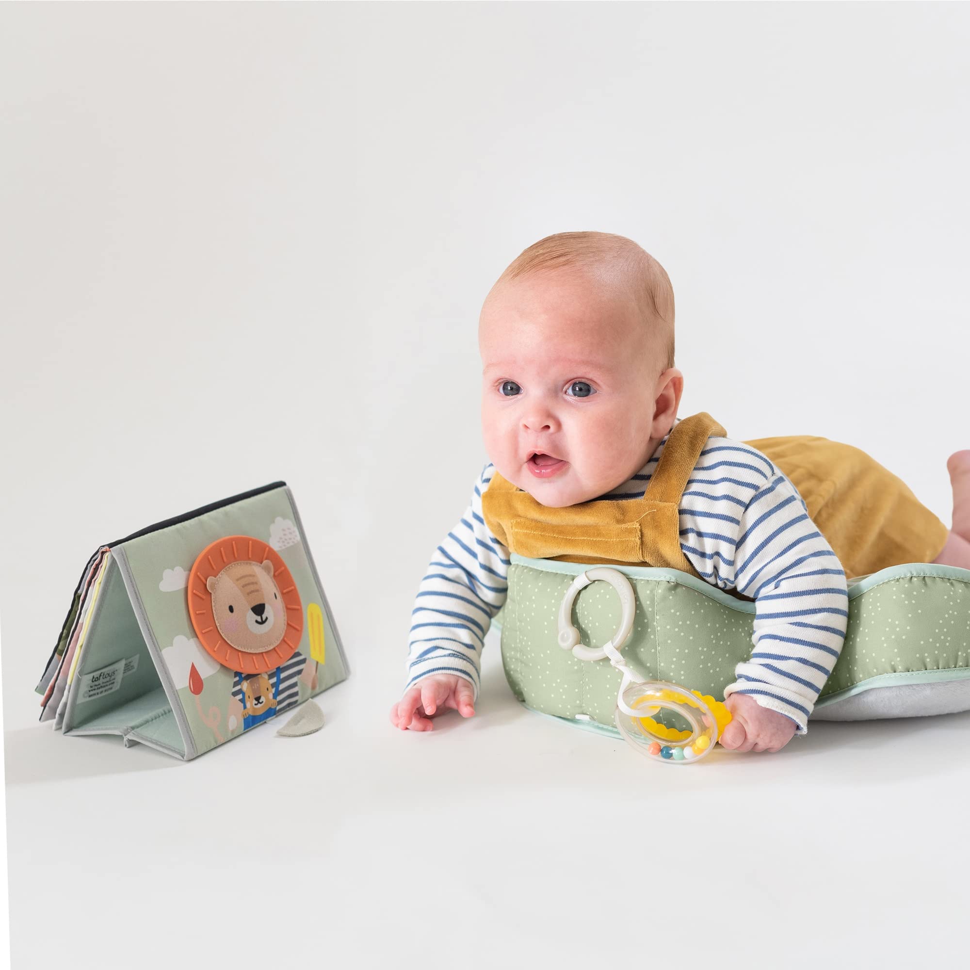 Taf Toys Tummy Time Cushion with Detachable Toys - Newborn Developmental Support for 0-6 Months | Strengthens Crawling Muscles | Montessori Sensory Toy for Infants & Toddlers | Perfect for Playtime, Floor Activities & Early Learning