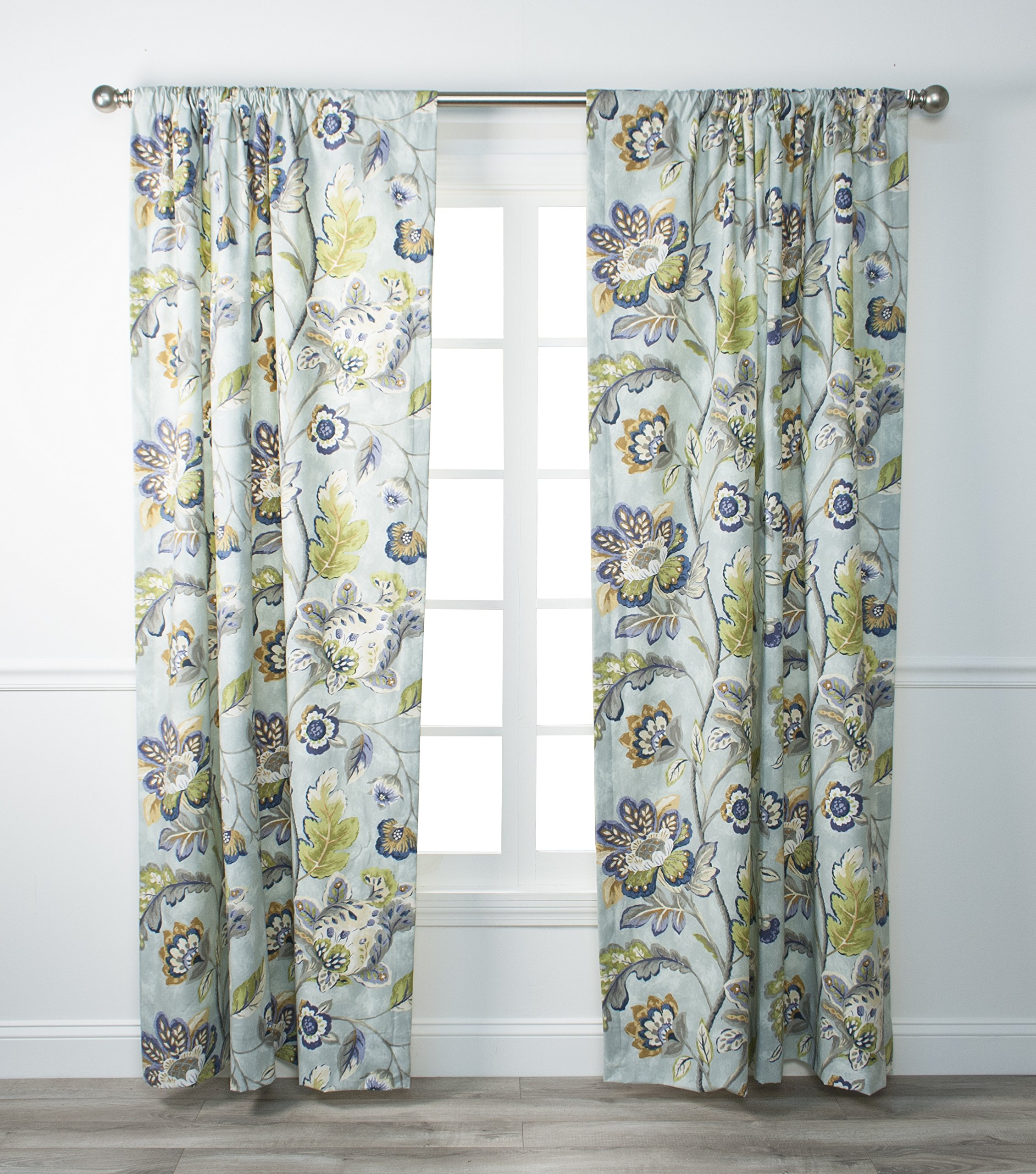 Ellis Modernist Curtain Panel 50x84 Inches - Aegean Blue - Light Filtering Window Treatment for Living Room & Bedroom Decor