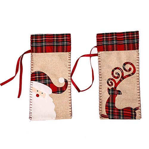 Premium Wine Bottle Bags Set - Elegant Linen Fabric Gift Wrap Covers for Wine Bottles (2-Piece) - Perfect for Parties, Home Decor, Kitchen Accessories & Thoughtful Gifts