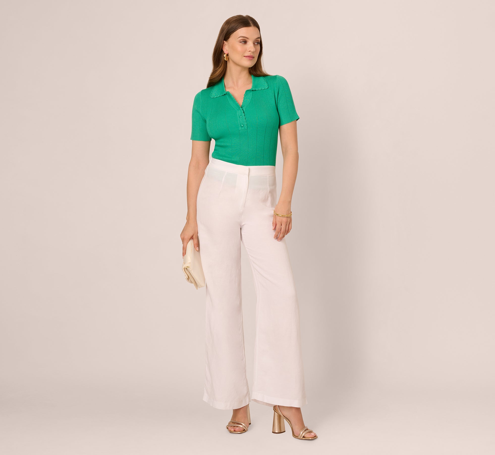Short Sleeve Ribbed Pointelle Polo Top for Women - Simply Green Casual Summer Shirt | Perfect for Office, Golf & Outdoor Activities