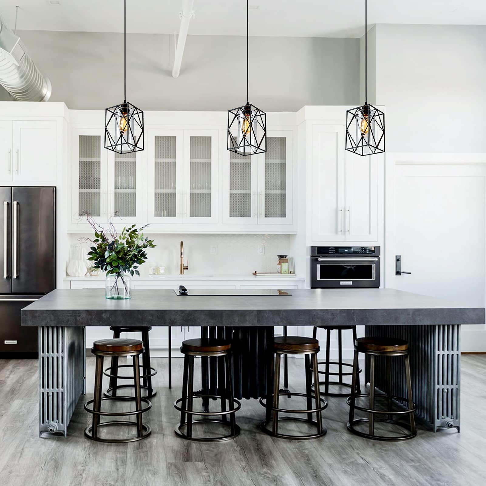 Farmhouse Plug-in Pendant Light with Dimmer - Outdoor/Indoor Hanging Light for Kitchen, Porch & Bedroom