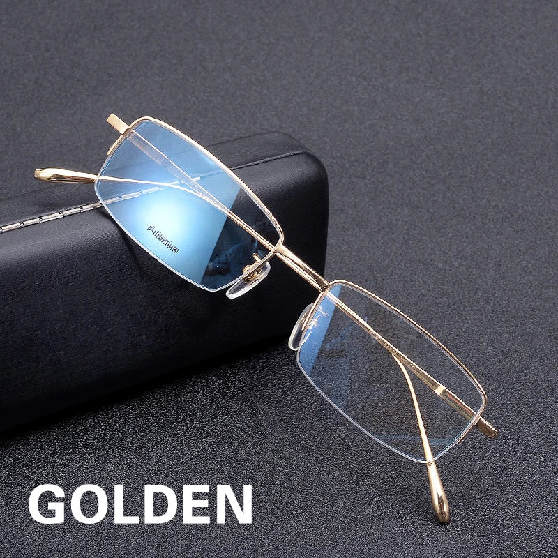 Aimee Unisex Semi-Rimless Square Titanium Eyeglasses Frame 941231 - Lightweight & Durable for Work, Reading, and Everyday Wear