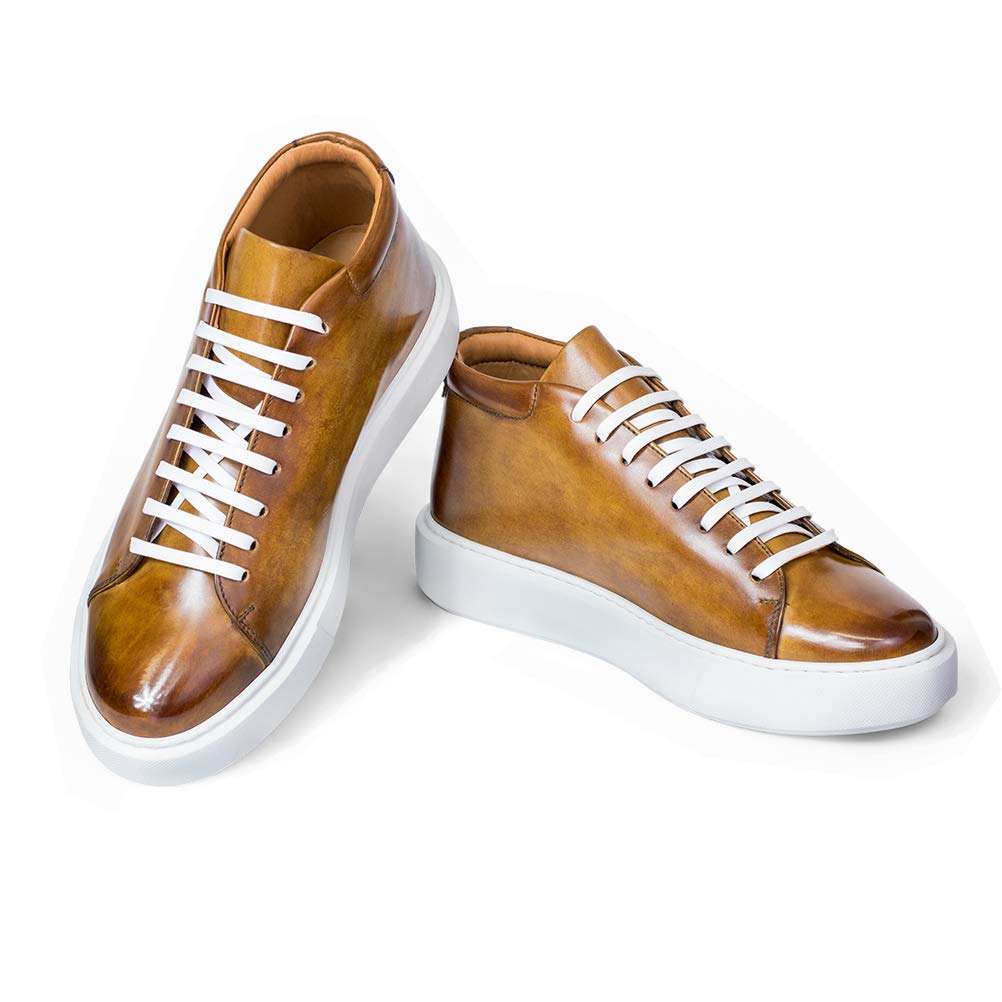 AVIMA Jackson Men's Luxury Fashion Sneakers - Handcrafted in Italy - Premium Leather Casual Shoes for Men - Christmas, Birthday & Gifts for Friends - Medium Width (Cuoio) - Perfect for Office, Dating & Casual Outings
