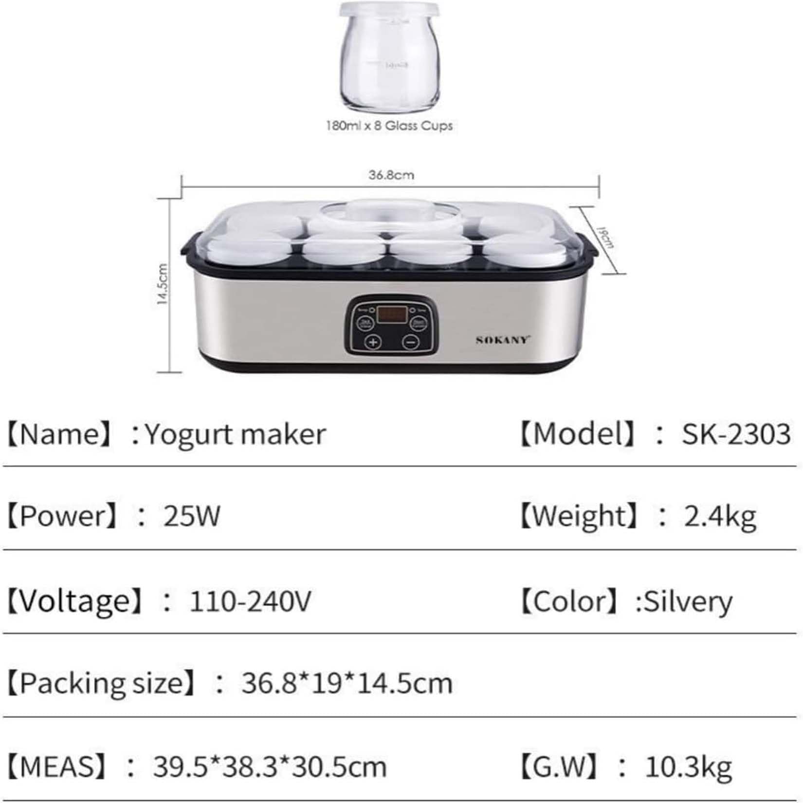Best Automatic Digital Yogurt Maker Machine with LCD Display & Temperature Control - 8 Glass Jars Electric Yogurt Incubator for Homemade Probiotic Yogurt - Perfect for Healthy Breakfast, Snacks, and Gut Health at Home