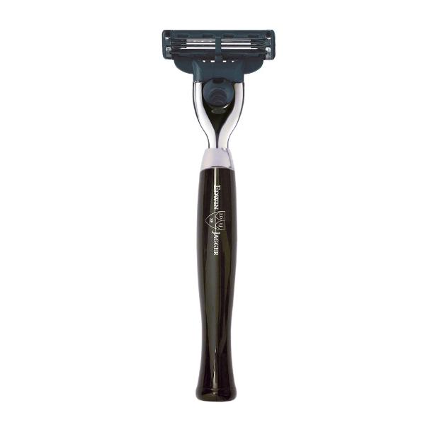 Edwin Jagger Black Mach3 Razor for Men - Premium Safety Razor with Chrome Finish - Perfect for Shaving, Travel & Grooming Kits