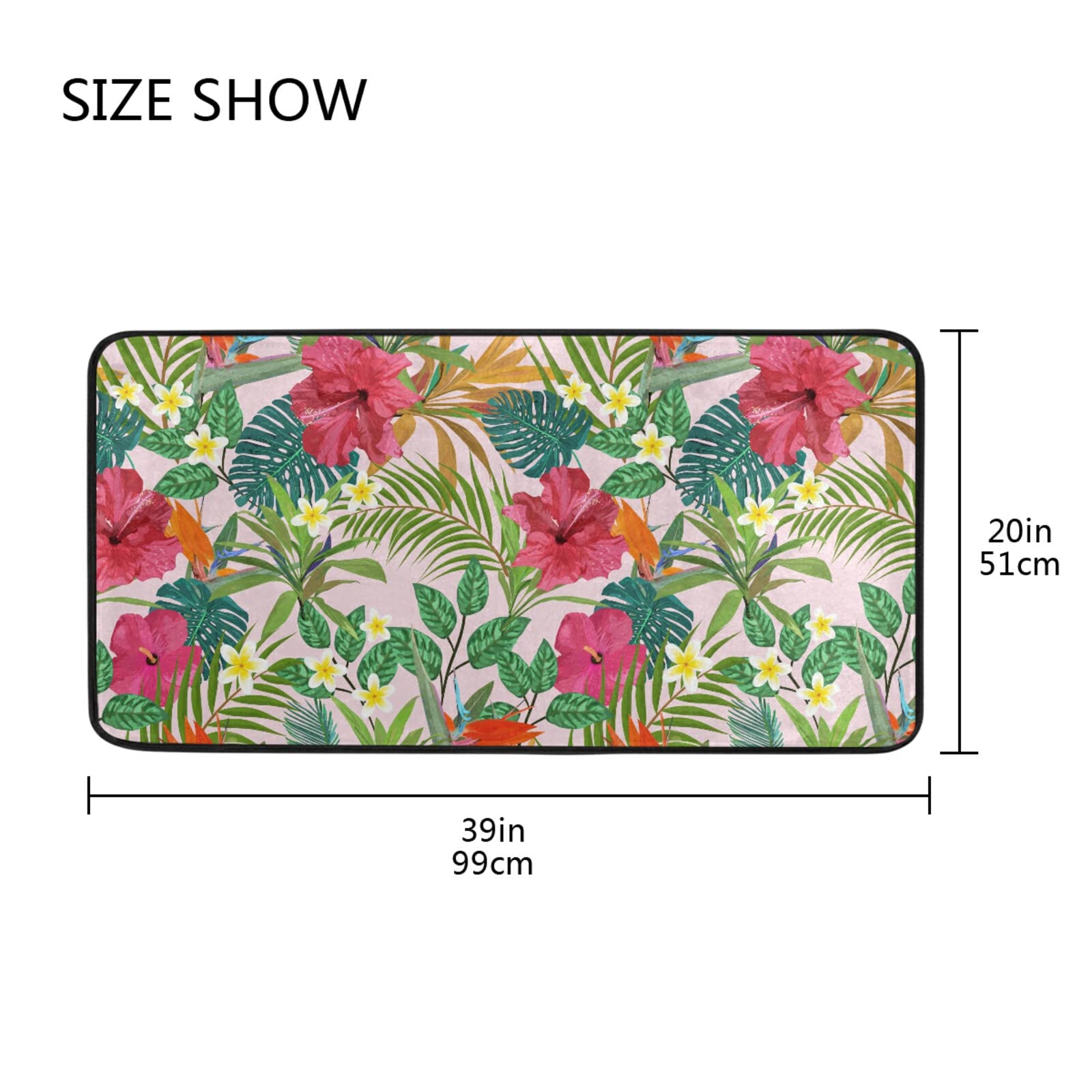 Non-Slip Washable Kitchen Rugs - Absorbent Floral Spring Red Floor Mats with Cushioning for Sink Area, Farmhouse Kitchen & Bathroom, 39x20 Inch Runner - Perfect for High-Traffic Areas, Spill Protection & Comfort While Cooking
