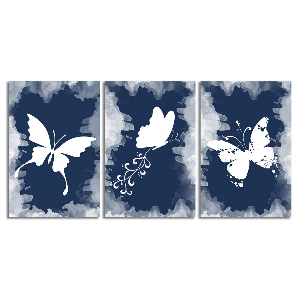 3 Panel Canvas Wall Art - Ink Abstract Giclee Painting - 16x24