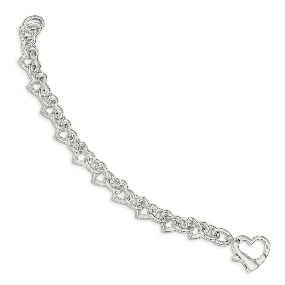 925 Sterling Silver Heart Link Charm Bracelet for Women - 7.5 Inch Adjustable Romantic Jewelry Gift for Valentine's Day, Anniversary & Special Occasions