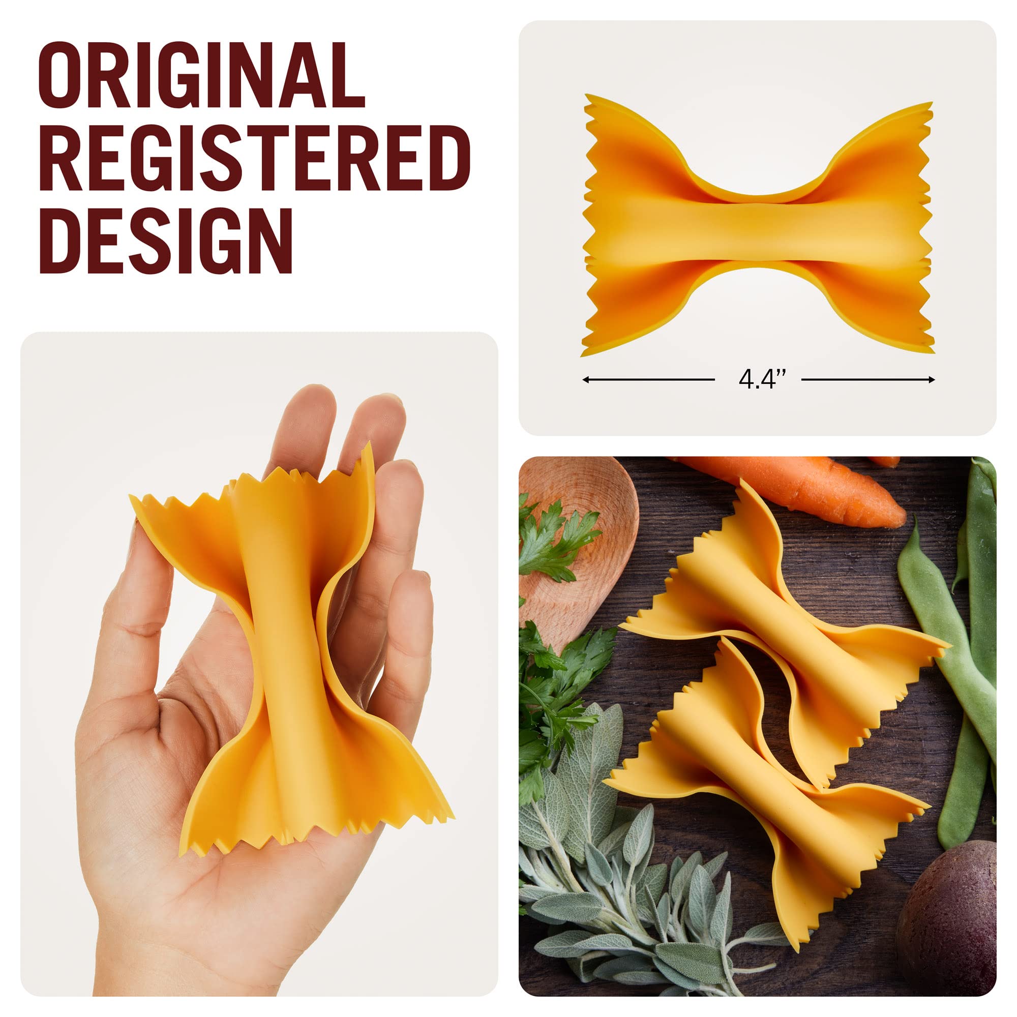 Farfalloni-Shaped Silicone Pot Holders - Heat Resistant Kitchen Oven Mitts & Cookware Grips - Fun Pasta-Themed Cooking Accessories for Baking, Grilling & Serving - Unique Kitchen Gadgets by Monkey Business