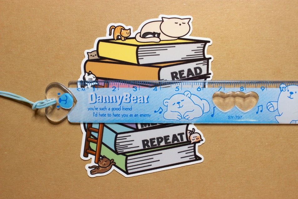 Back To School Book Cats Vinyl Stickers - Waterproof Decorative Stickers for Laptops, Notebooks, Water Bottles & School Supplies