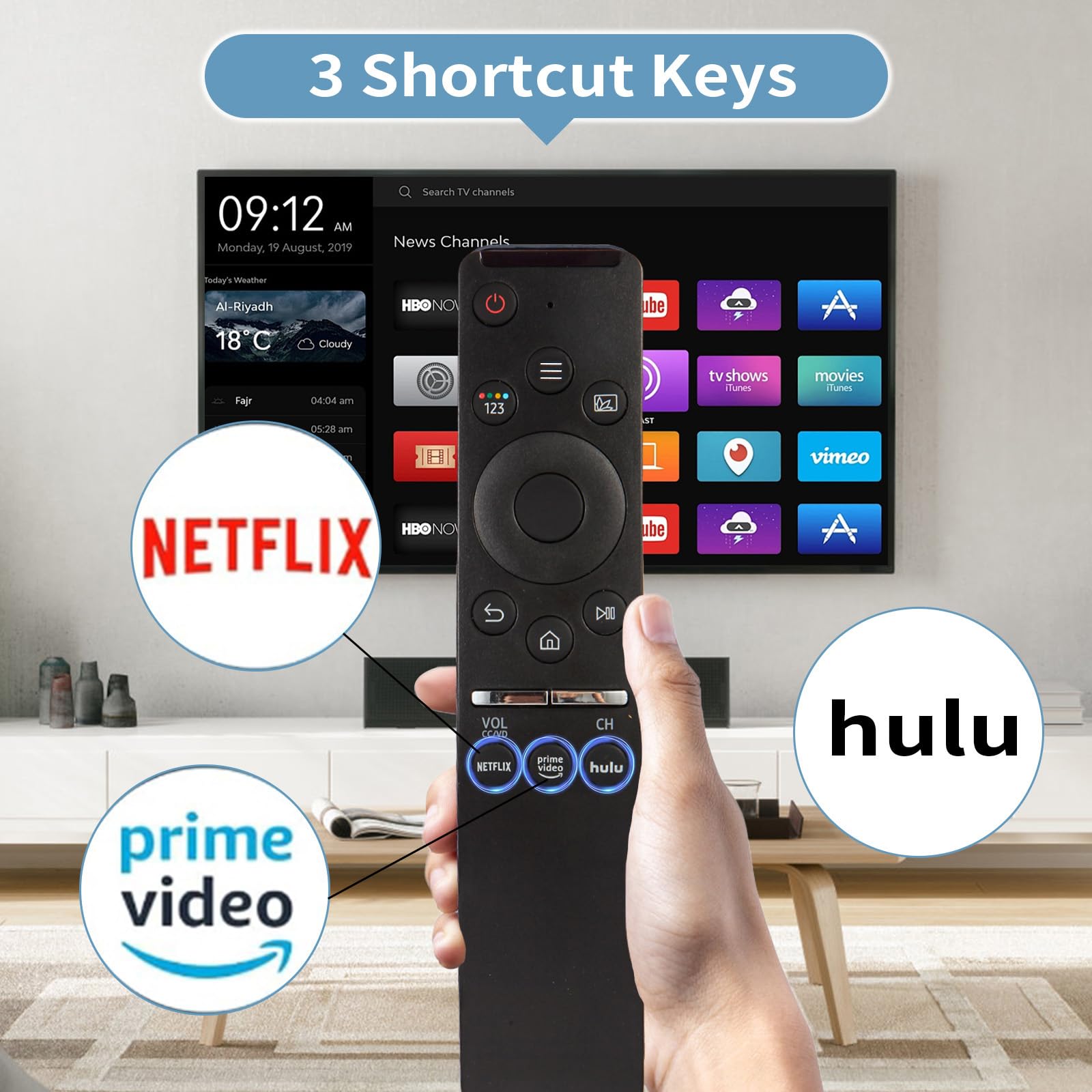 Universal Remote Control for Samsung Smart TV - Replacement for Samsung 4K UHD LED HDTV (BN59-01310C) | Works with Curved & Flat Screens | Perfect for Home Theater & Living Room Entertainment