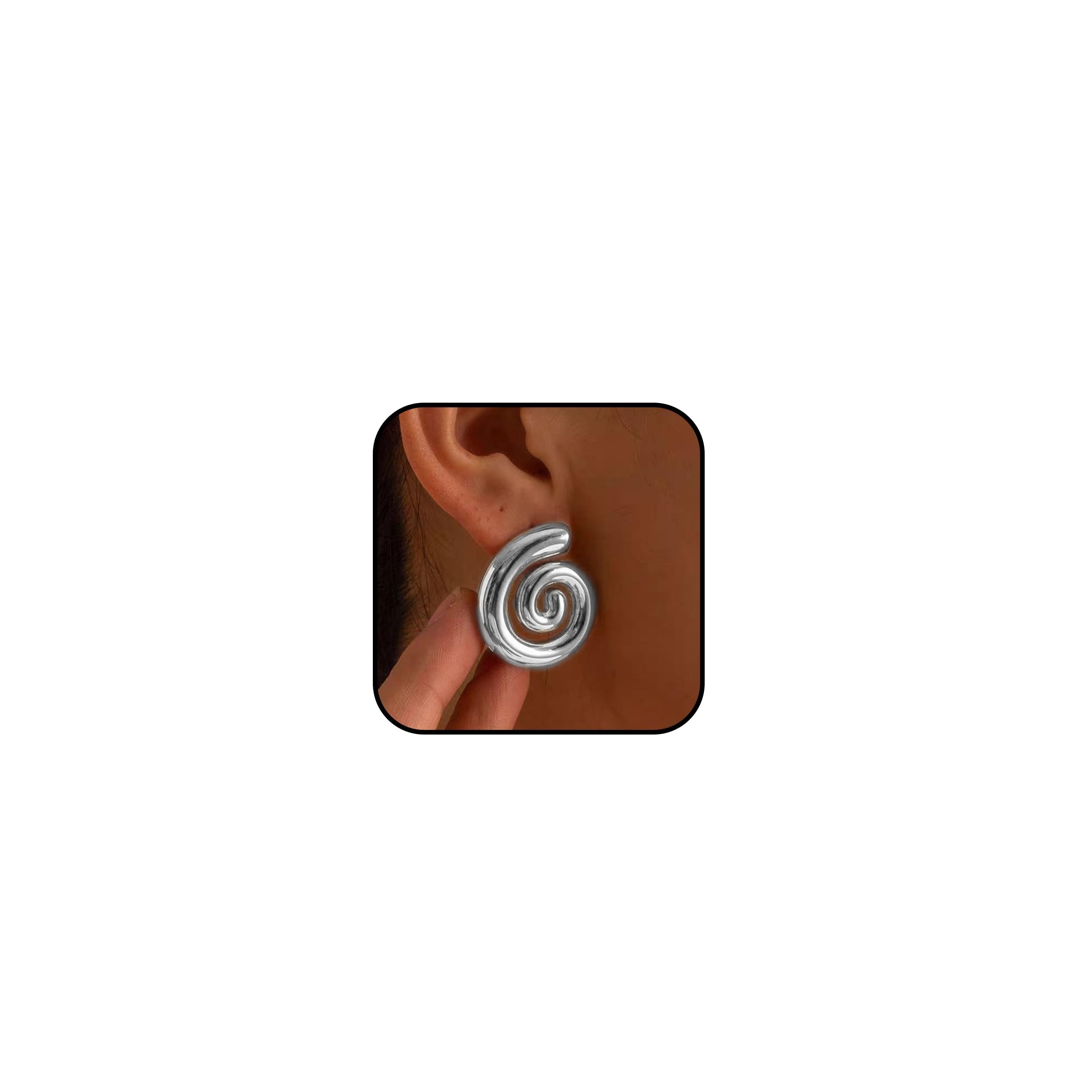 Chunky Gold Spiral Earrings for Women - Trendy Big Geometric Stud Earrings, Vintage Statement Jewelry for Girls - Perfect for Parties, Weddings & Everyday Wear