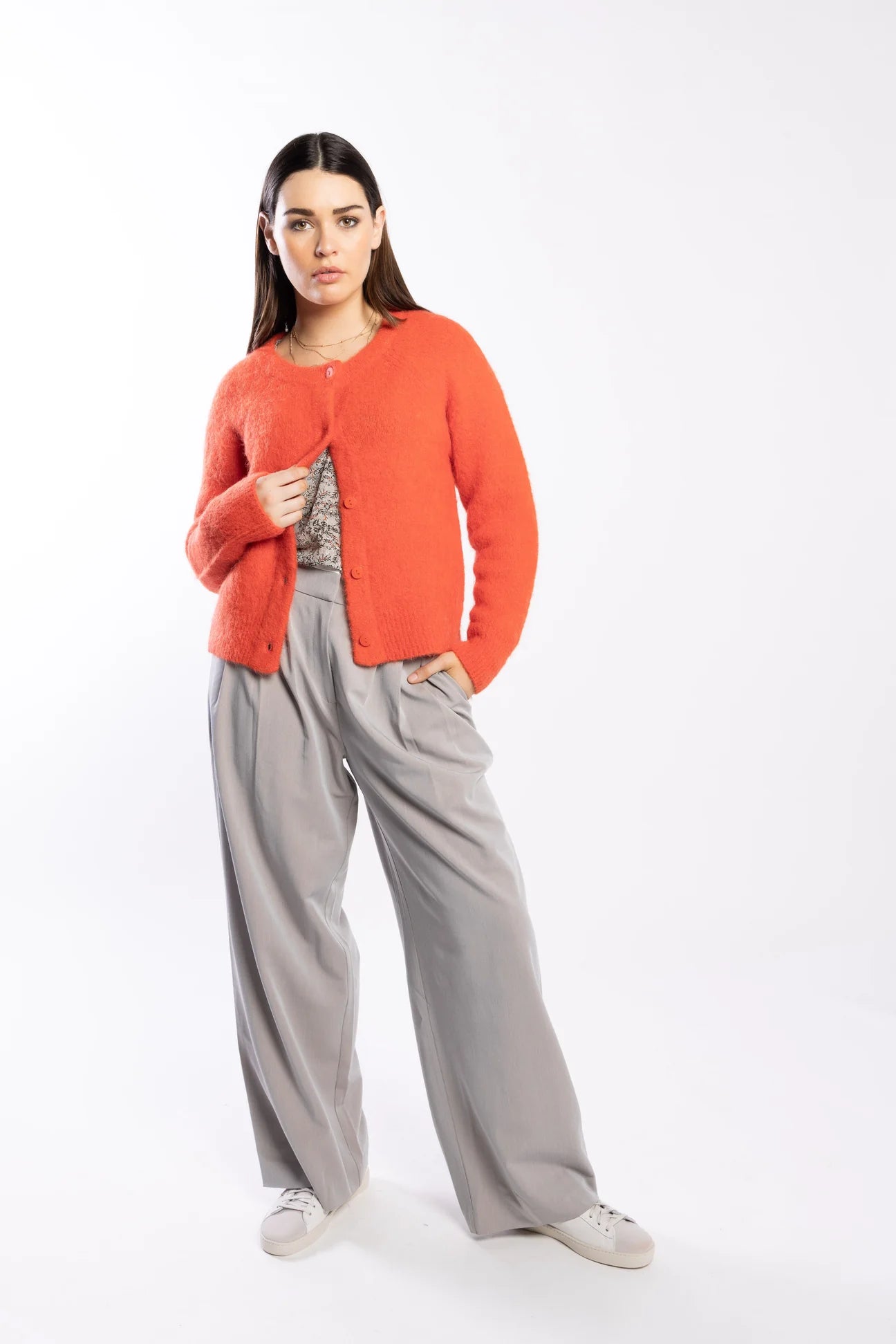 Cozy Fire Red Alpaca Blend Cardigan - Soft Warm Women's Sweater for Fall & Winter - Perfect for Casual Outfits, Office Wear and Holiday Gatherings