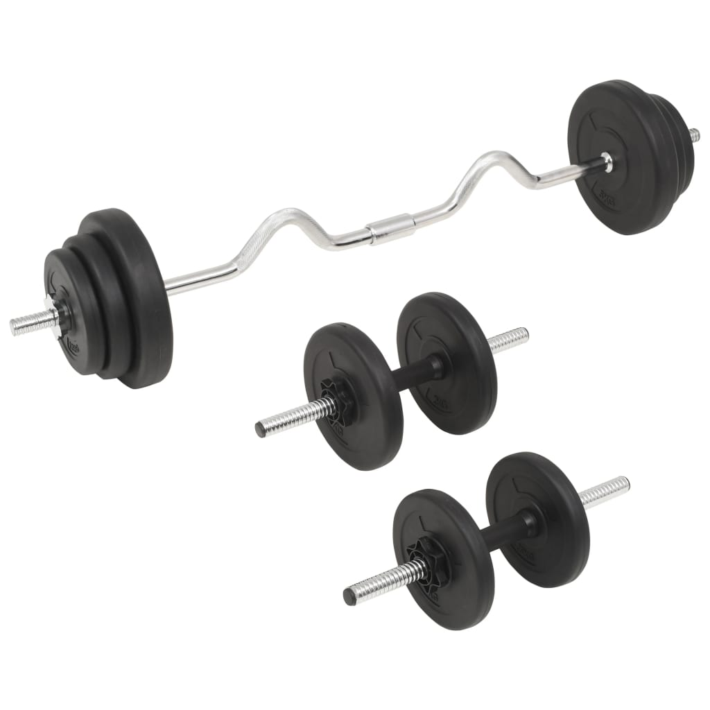 vidaXL 30kg Barbell and Dumbbell Set for Home Gym Strength Training - Perfect for Weightlifting, CrossFit & Full-Body Workouts