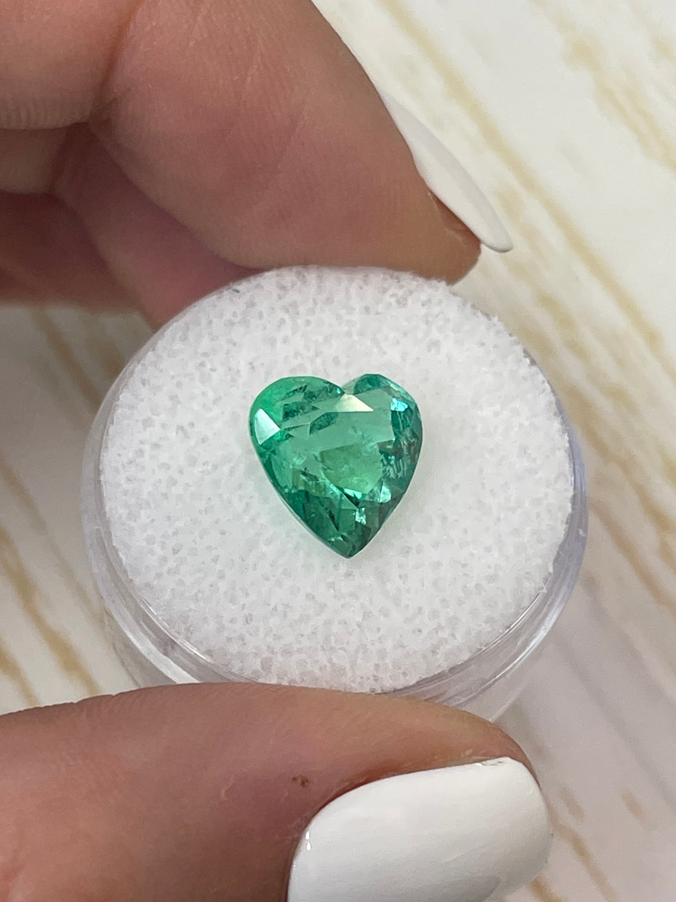 4.18 Carat 10x10mm Pastel Green Natural Loose Colombian Emerald Heart Cut Gemstone for Jewelry Making, Engagement Rings & Fine Collections