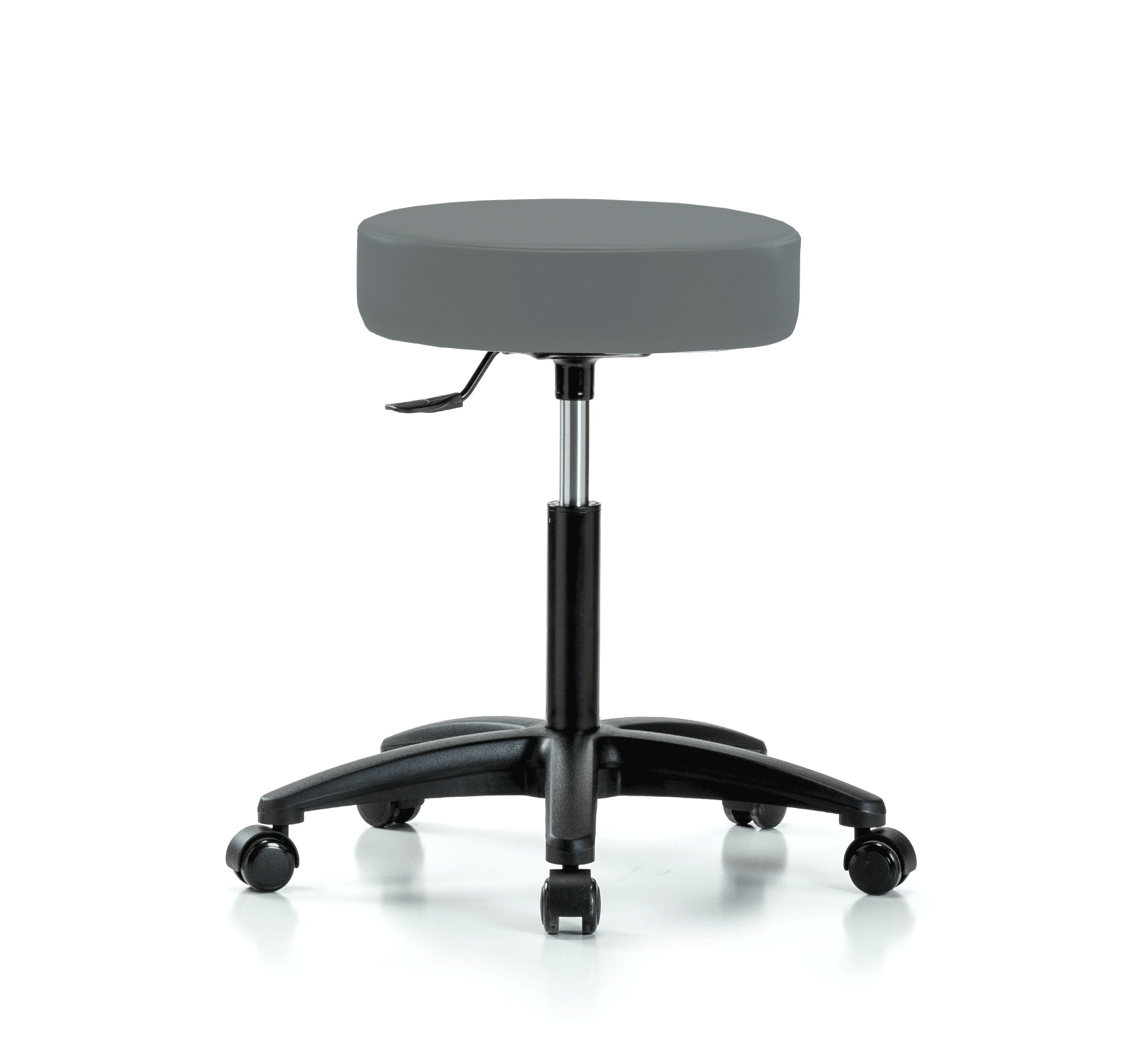 Adjustable Swivel Stool with Rolling Perch Seat - Height Adjustable Single Lever Bar Stool for Hardwood & Tile Floors - Cinder Fabric Workbench Stool for Kitchen Islands, Workshops & Home Offices