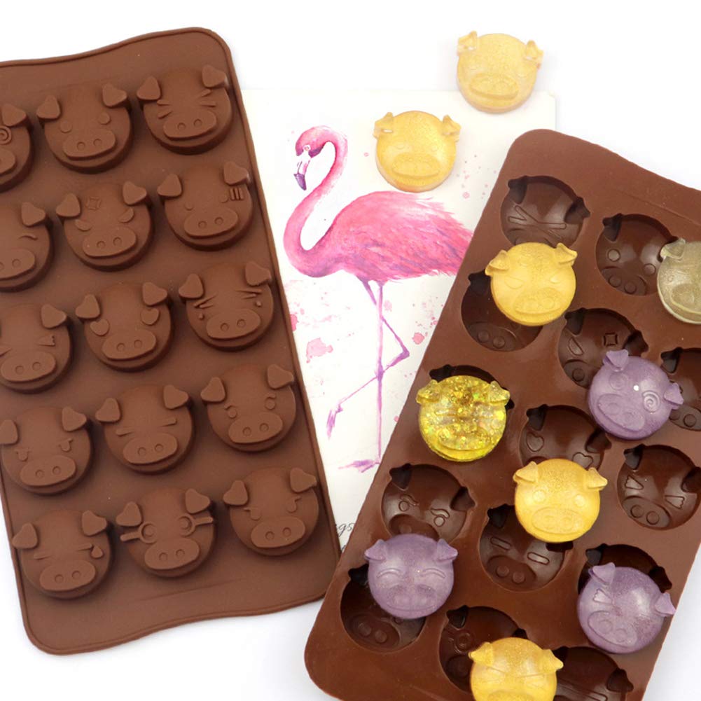 2 Pcs Little Pigs Silicone Molds for Chocolate, Jello, Soap & Ice Cubes - Pig Shaped DIY Baking Molds for Cakes, Candies & Crafts - Perfect for Birthday Parties, Baby Showers & Holiday Treats
